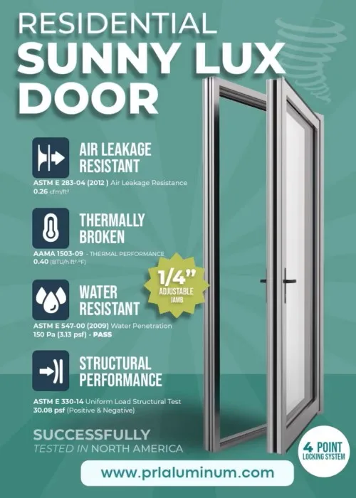 Thermal Break Aluminum Doors from PRL Glass and Aluminum Thermal Break Aluminum Doors from PRL Glass and Aluminum