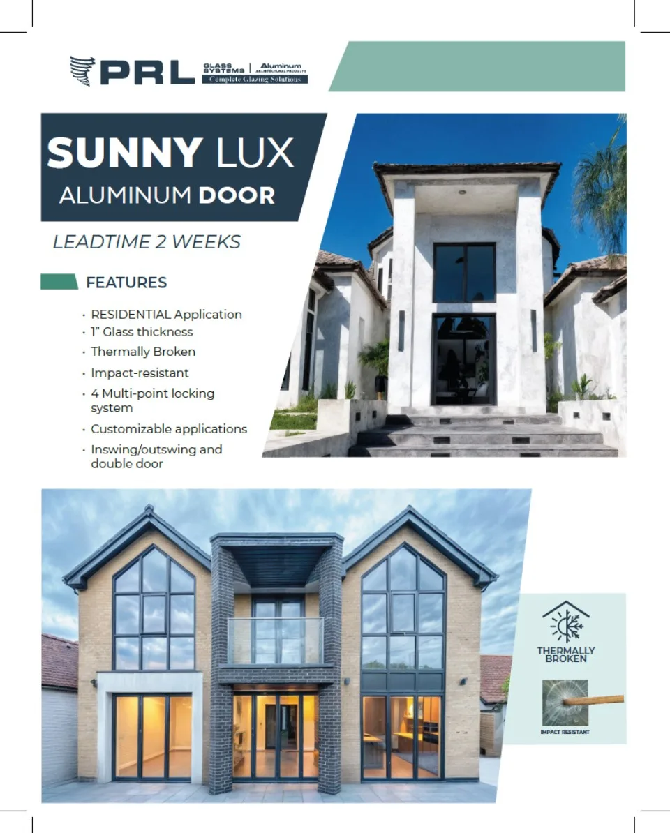 Thermally Broken Residential Doors from PRL Glass and Aluminum Thermally Broken Residential Doors from PRL Glass and Aluminum